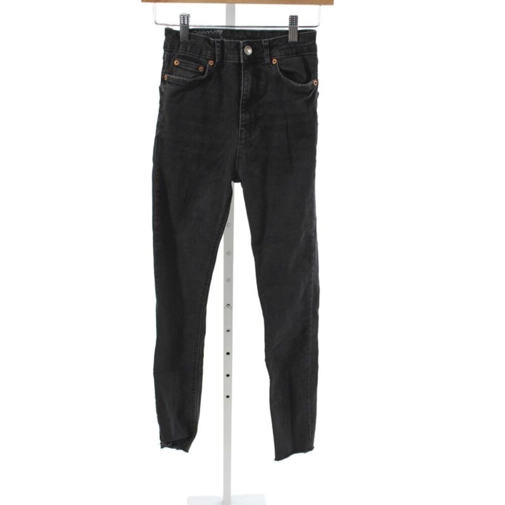 Unemployed Denim Women Skinny Black Jeans Mid Rise Button 26 Inseam Size 0